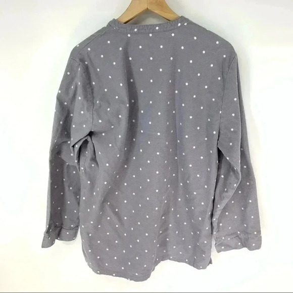 Garnet Hill Pima Flannel Mandarin tunic Pajama top - Picture 2 of 7